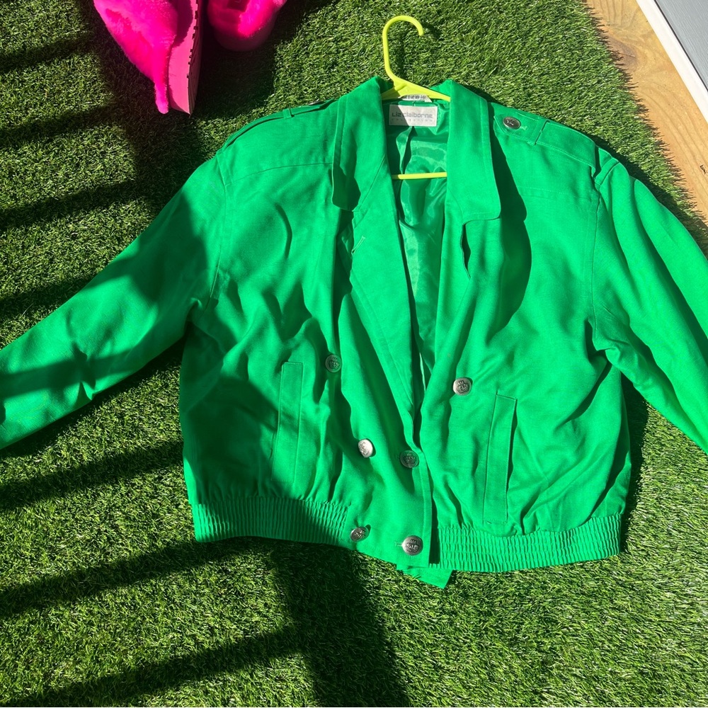 Vintage Liz Claiborne Kelly green bomber jacket size 14